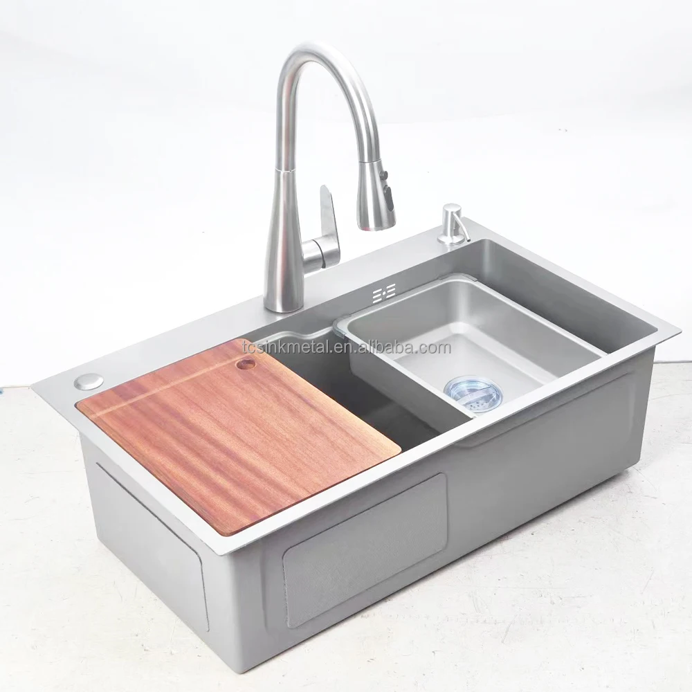 680x450x220mm Sri Lanka Single Bowl Kitchen Sink With Waterfall Faucet
