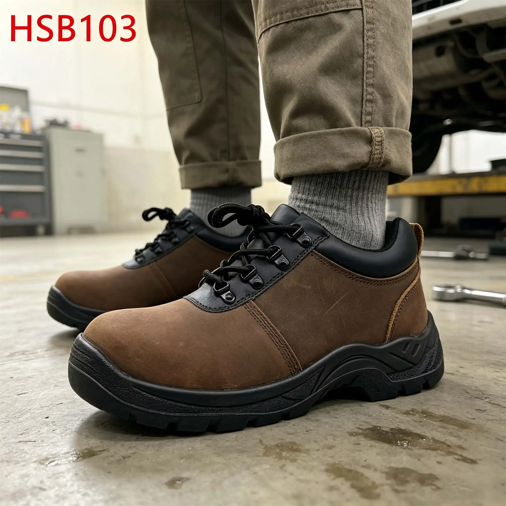 ZYF,Liberia Popular Top Level Crazy Horse Leather Brown Safety Shoes Low Cut Hua Singh Work Boots with Steel Toe&midsole HSB103