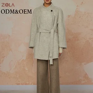 2026 Popular Short Winter Woolen Coat for Ladies Double Face with Single Button Belt Decorated Popular Color