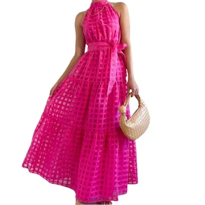 2026 Summer New Design High-end Solid Prom Dress Sleeveless Big Swing High Quality Party Dress Female Long Skirt XL