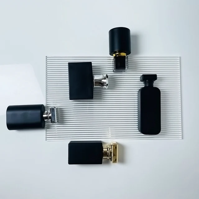New Product 30Ml 50Ml 100Ml Black Refillable Empty Perfume Bottles Luxury Glass Square Spray Perfume Bottle With Box