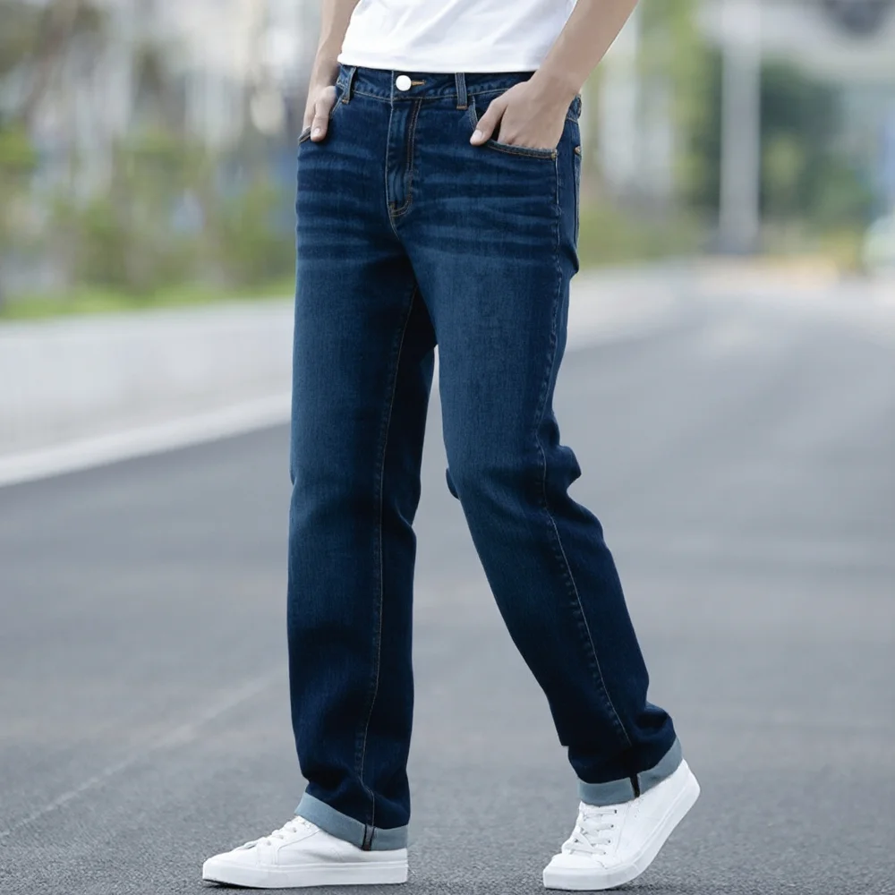 Pakean Musim Semi Panas Gaya Dasar Gaya Retro Ame Kaki Jeans Casual Renggang Jeans Kendor