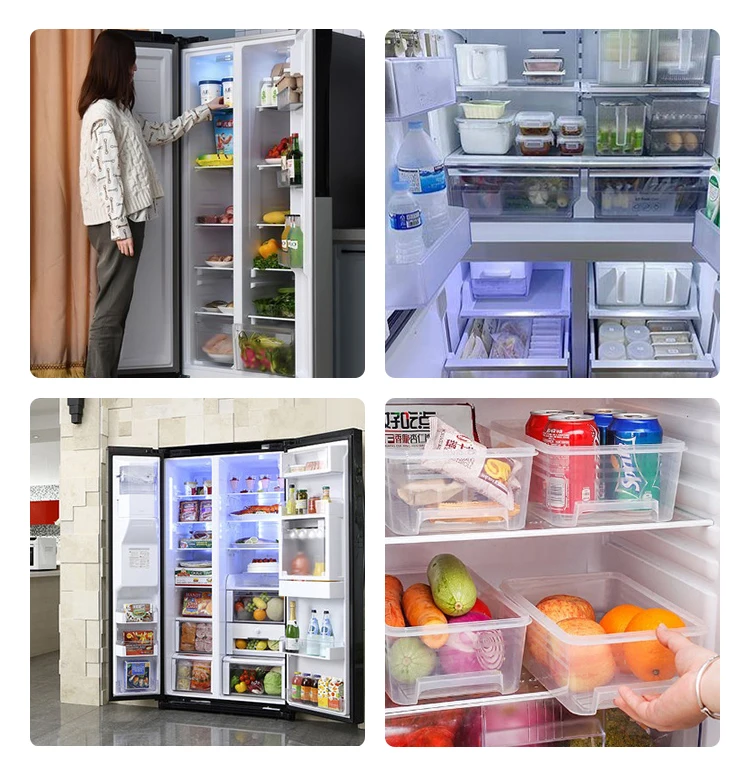 Refridgerator Rectangle Clear Food Safe Container Stackable Acrylic Rectangle Fridge Storage ...