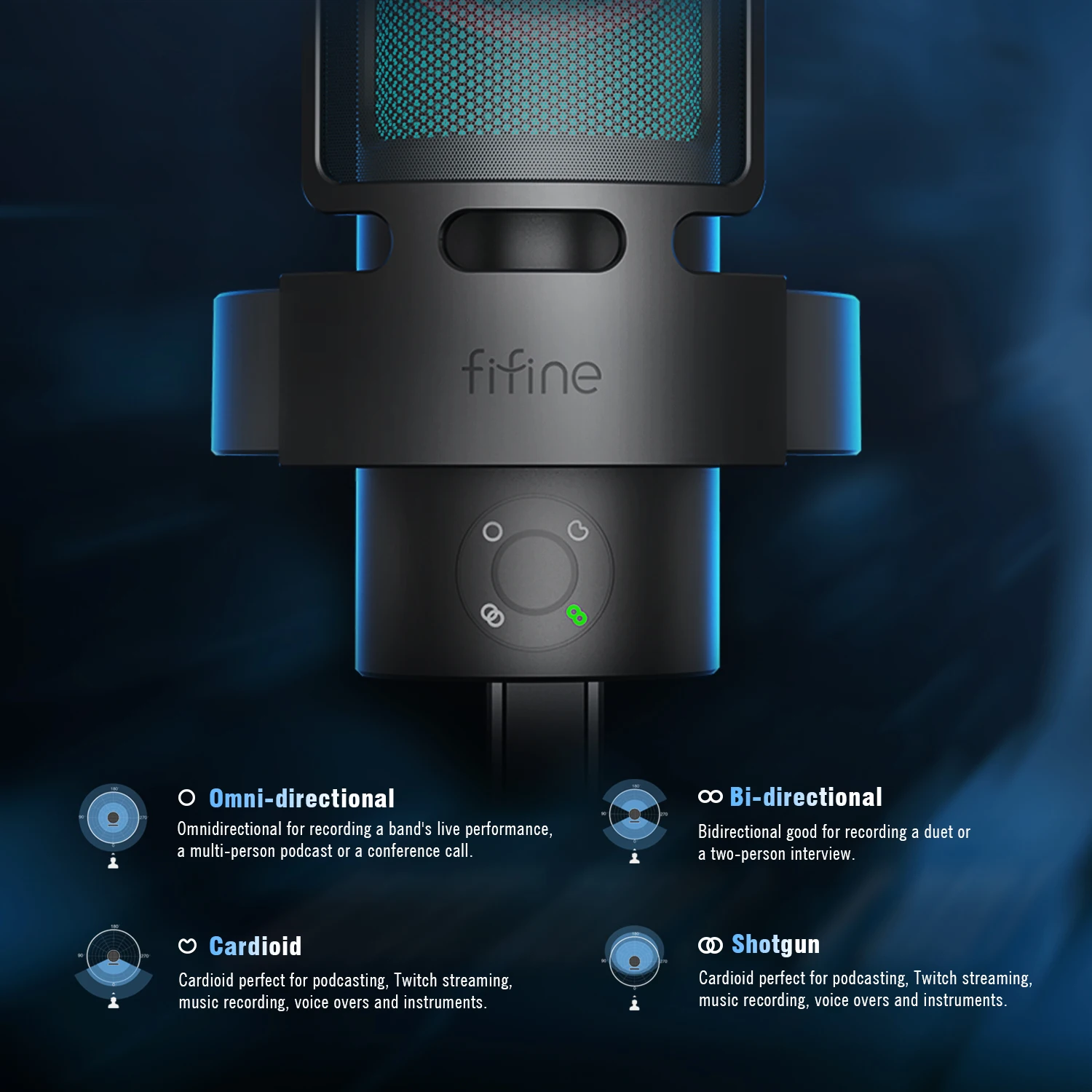 Fifine  A8 Plus USB Recording Microphone Mic Professional Podcast Condenser Microphone Gaming Microphone