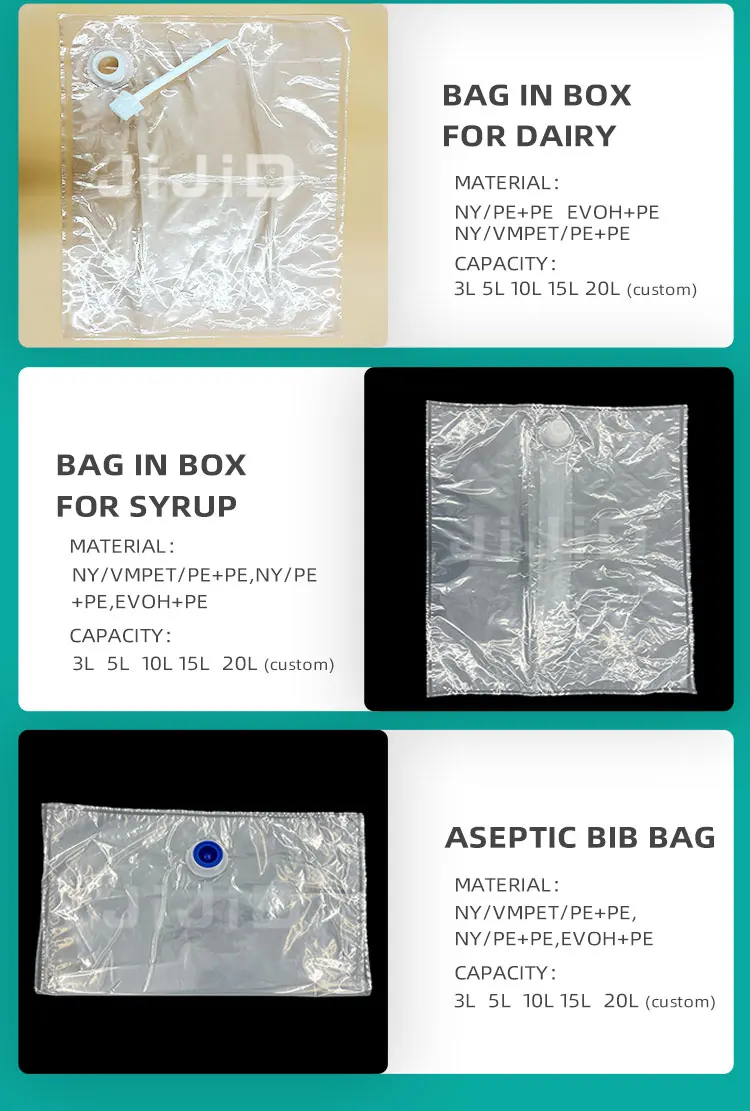 For Transparent Non-Barrier BIB Bag with Valve Gravure Printed Food ...