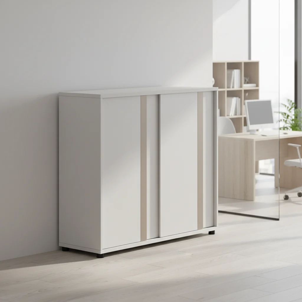 Compact Movable File Storage Cabinet Single Door Design Durable Wood Material Adjustable Shelves Large Capacity Modern Office 4