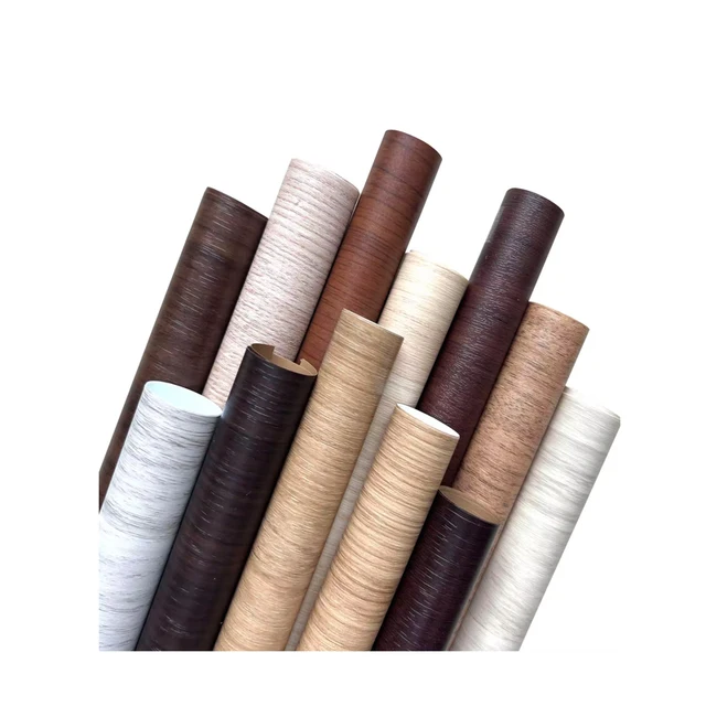 Newest Design Vacuum Pressed PVC Furniture Decorative Films Matt Wood Grain Surface Modern Stain/Scratch Resistant