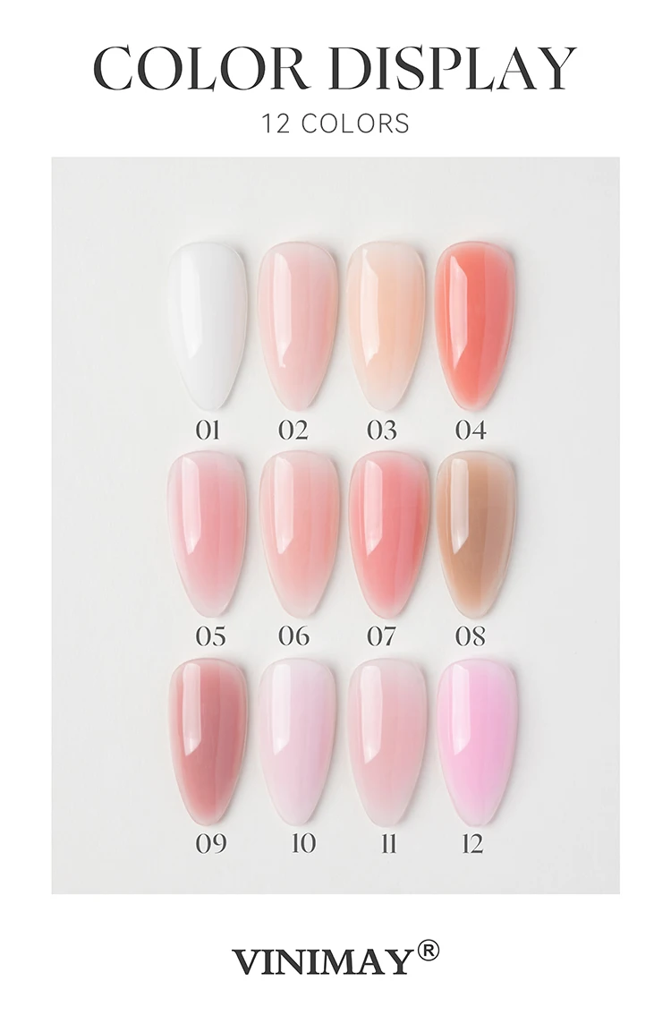 product vinimay nails supplies natural pink nude gel polish set 12 colors 2 in 1 rubber base gel nail polish pink light gel color set-9