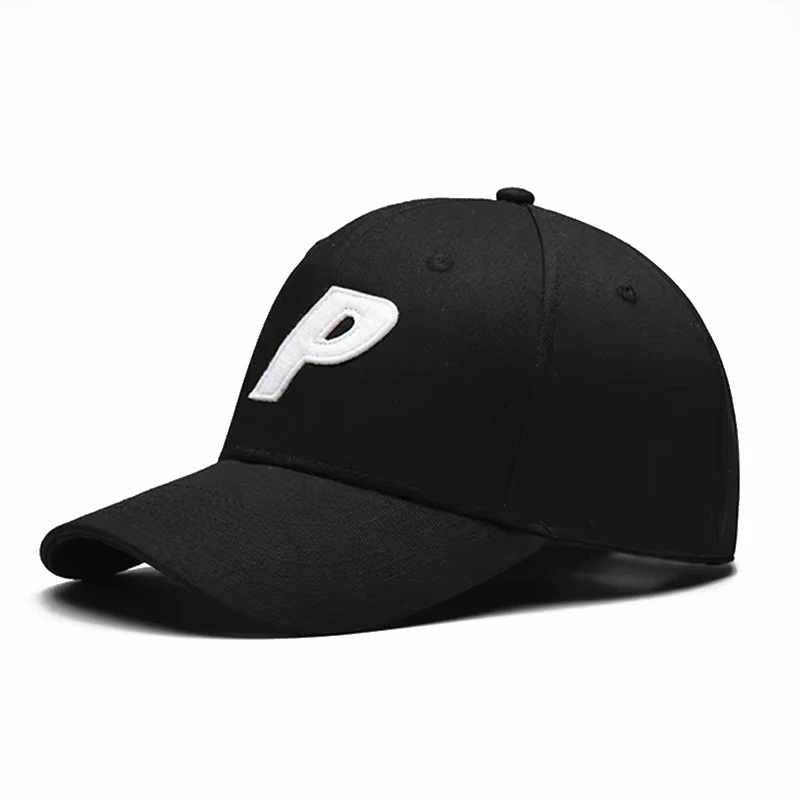 High Quality Custom Applique Patch Baseball Cap, New Trend P Letter 6 Panel Structured Classic Baseball Hat Gorra