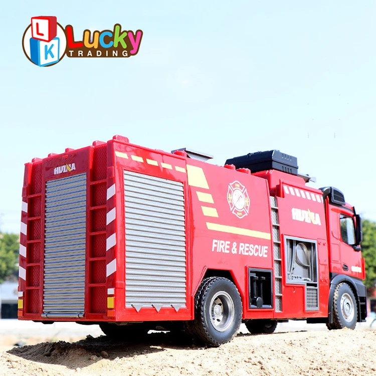 Huina Remote Control Toy Electric Simulation RC Fire Truck Toy Huina 1562 RC Truck 22CH R/C Ladder Box Water Spray Fire Truck