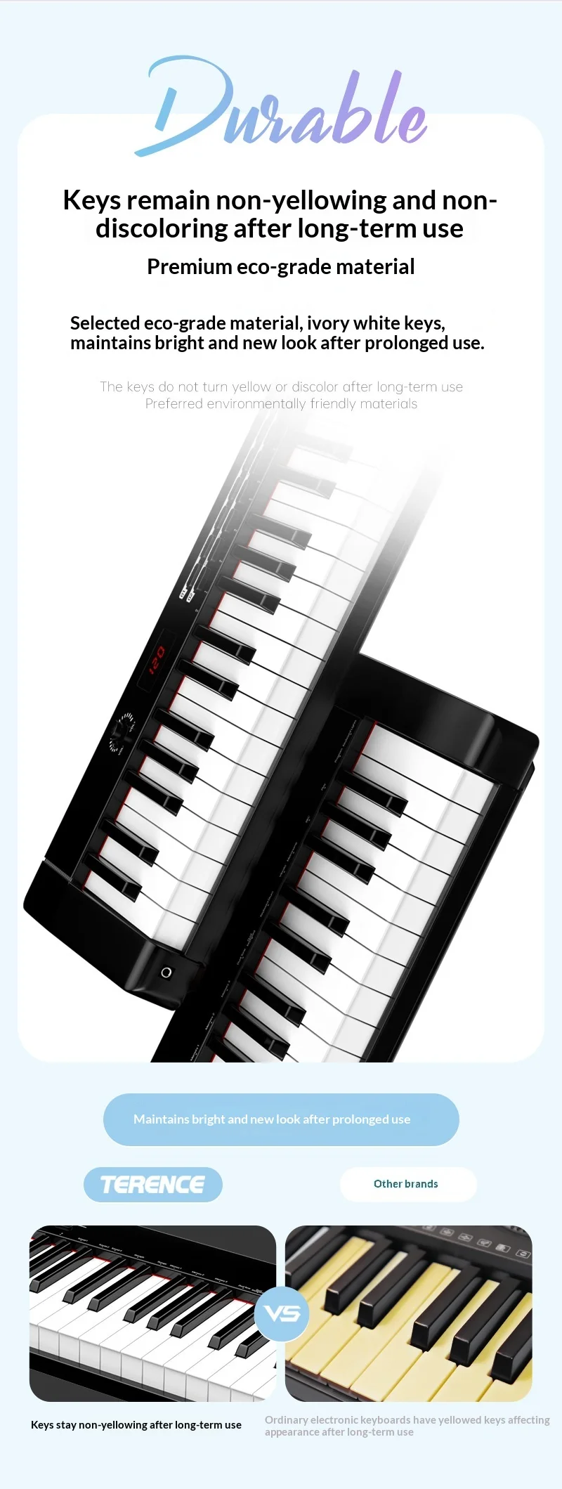 TERENCE TS-02 61-Key Portable Digital Keyboard Piano Rechargeable
