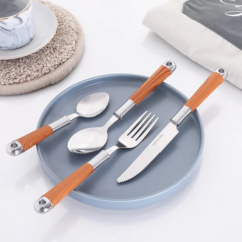 New Plastic Handle Royal Besteck Posate  Silverware Set Stainless Steel Cutlery Sets