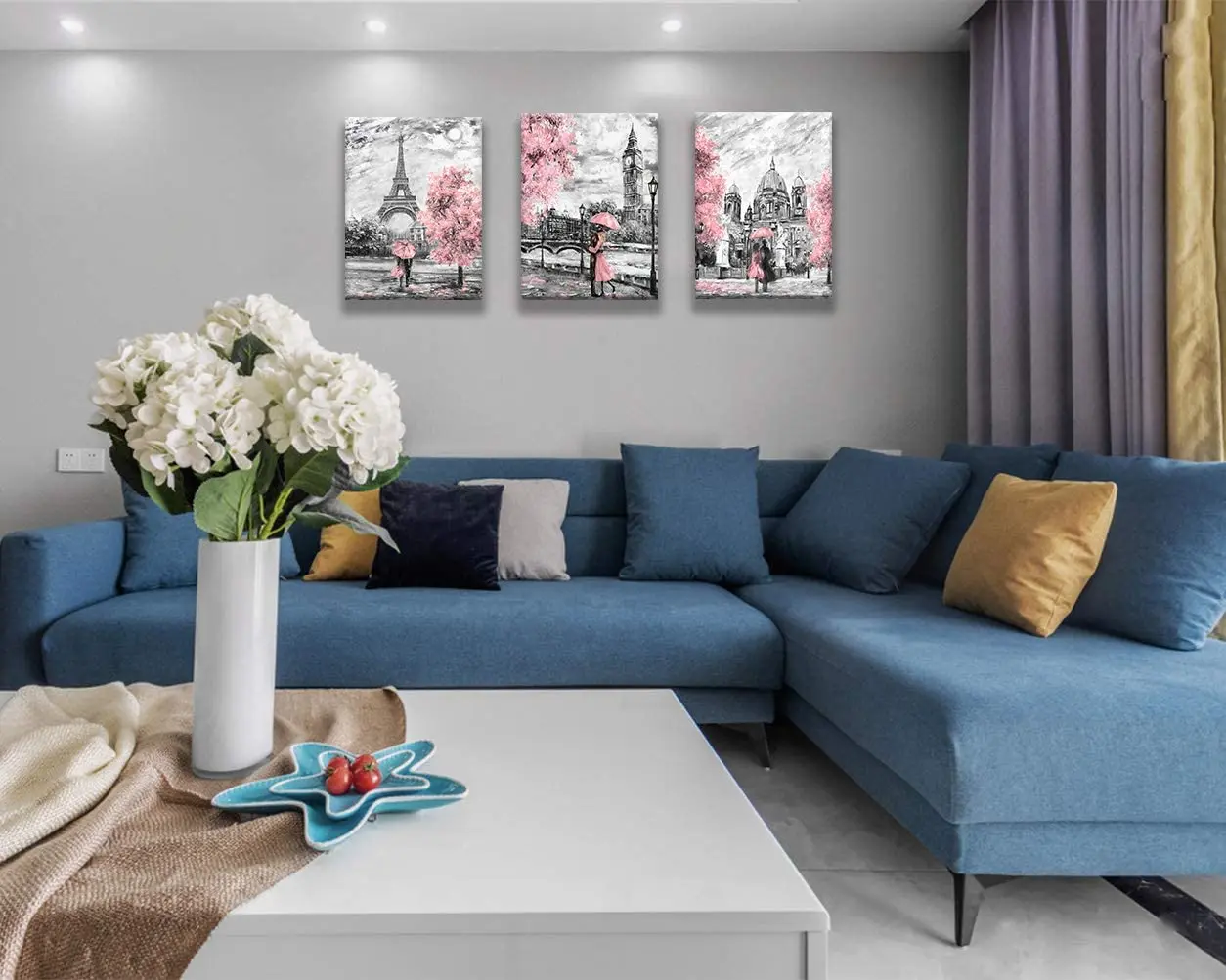 Paris Eiffel Tower Decor for Bedroom for Girls Pink Paris Theme Room Decor  Wall Art Canvas, image size:1254x1003