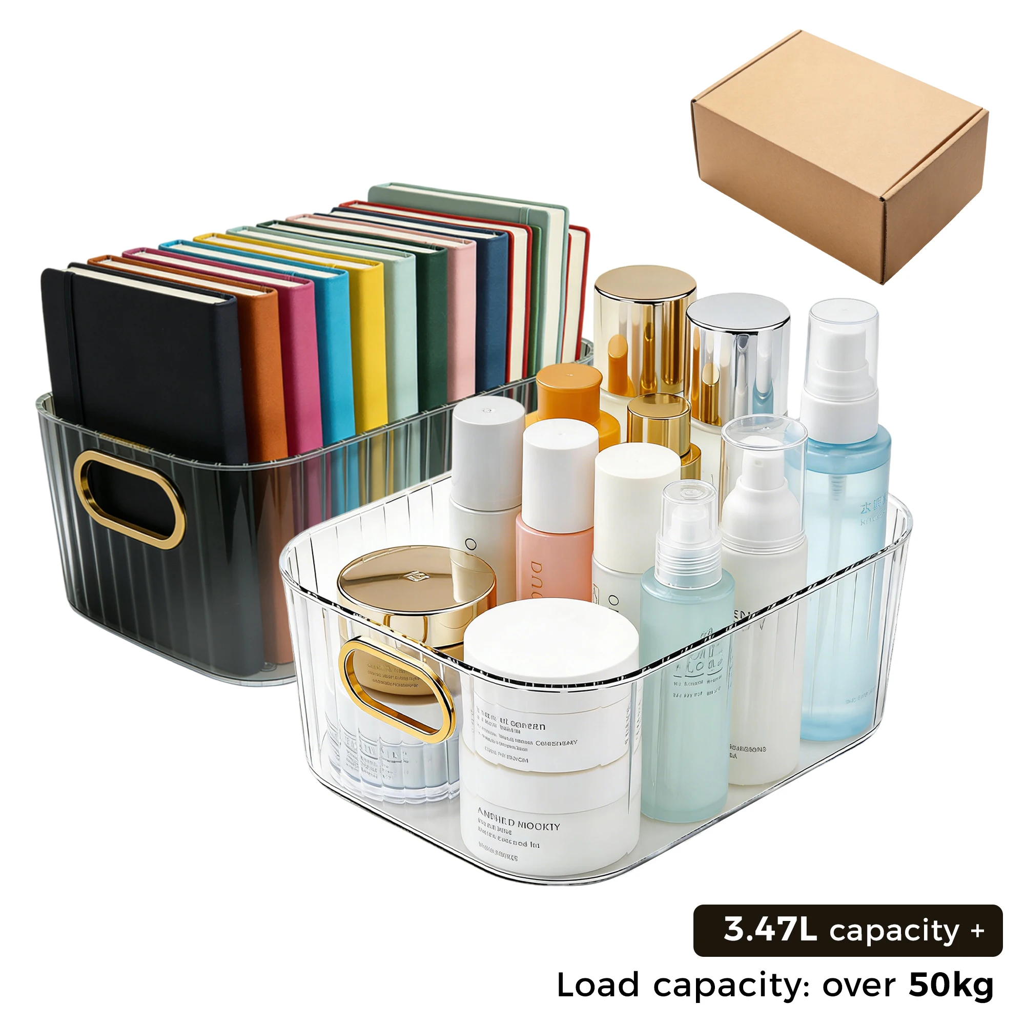 Transparent Durable PET Stackable Cosmetic Storage Box Desktop Drawer Organizer Luxury Diamond Design for Makeup Snack Kitchen