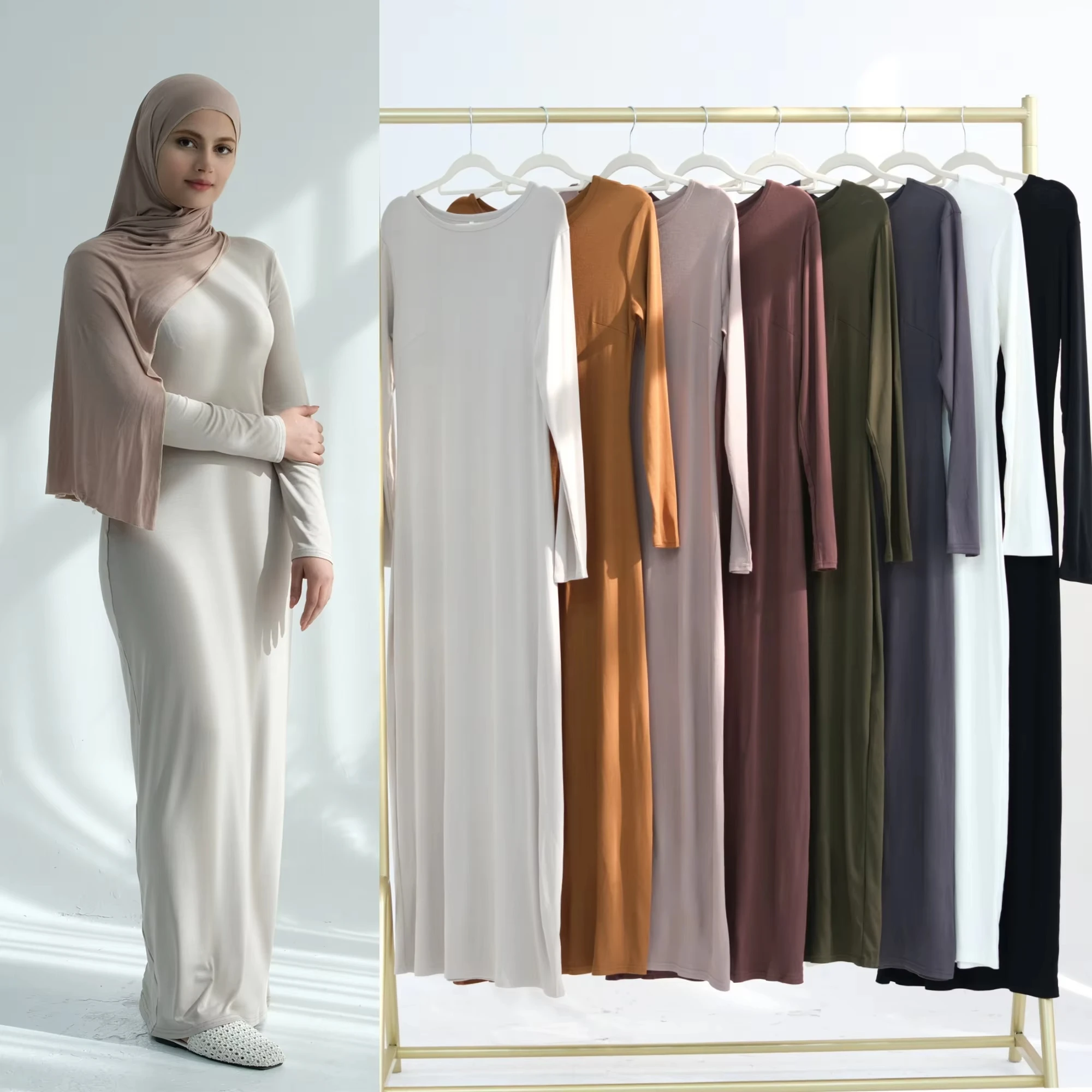 Sharut Eid Ramandan Cotton Spandex Bodycon Inner Dress Abaya Women