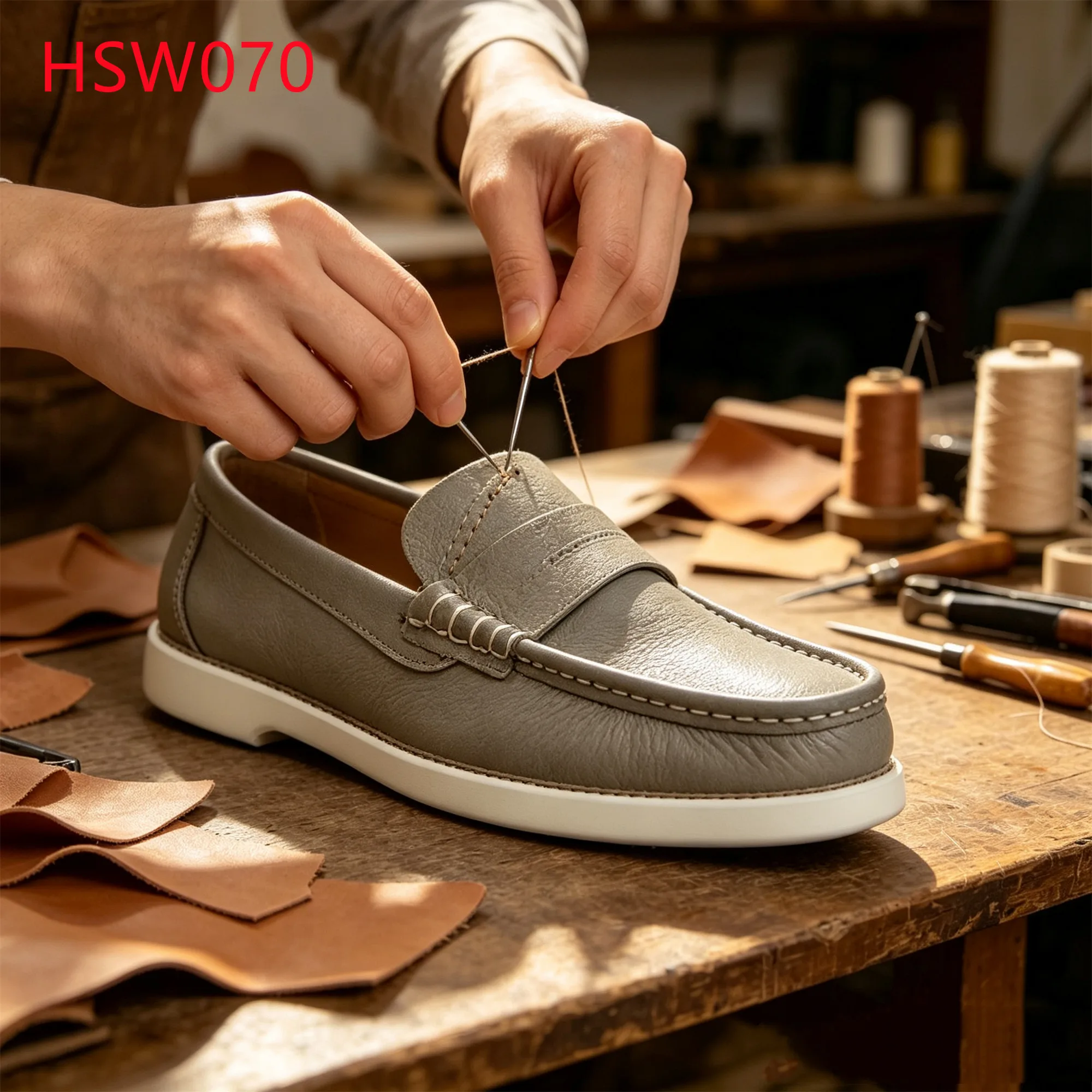 HY,Leisure Travel Mask-style Top Level Embossed Leather Boat Shoes Daily Commute Fast On/off Hua Singh Green Driver Shoes HSW070