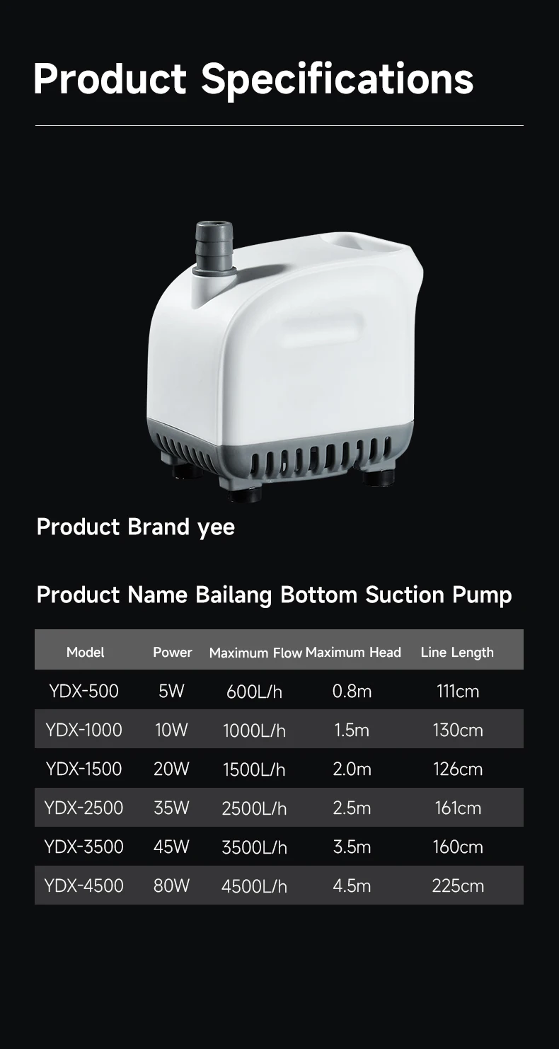 YEE Factory Wholesale Submersible Aquarium Water Pump Fish tank High Pressure Silent Water Pump for Aquarium Fish Farming product detail 11
