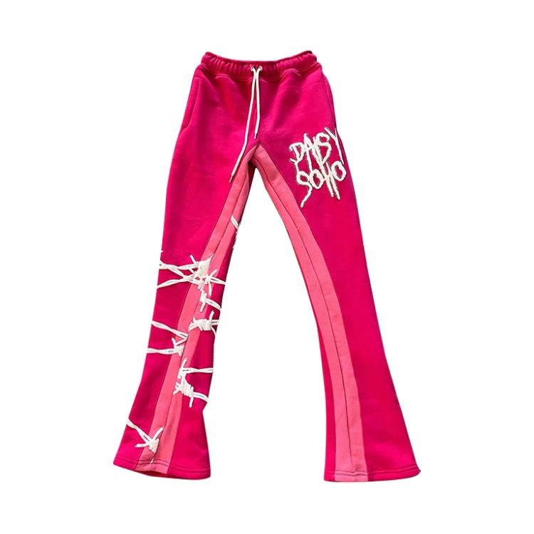 Wholesale High Quality Multicolored Flared Sweatpants Patch Work Custom  Graffiti Print Men Flare Jogger Pants