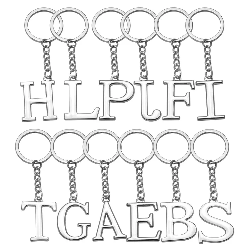 Initial Letter Keychain A-Z - Silver Metal Alphabet Charm, Decorative Bag Accessory, Lobster Clasp & Split Ring - View #5