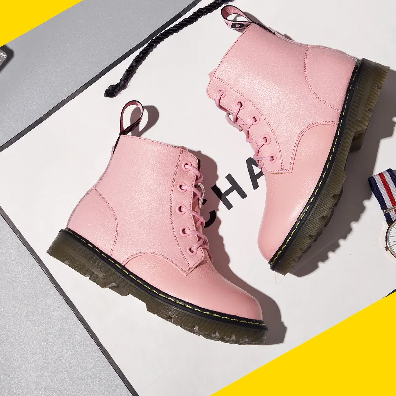 Детские Ботинки Martin, ботинки для девочек и мальчиков, осень и зима, новые кожаные детские ботинки