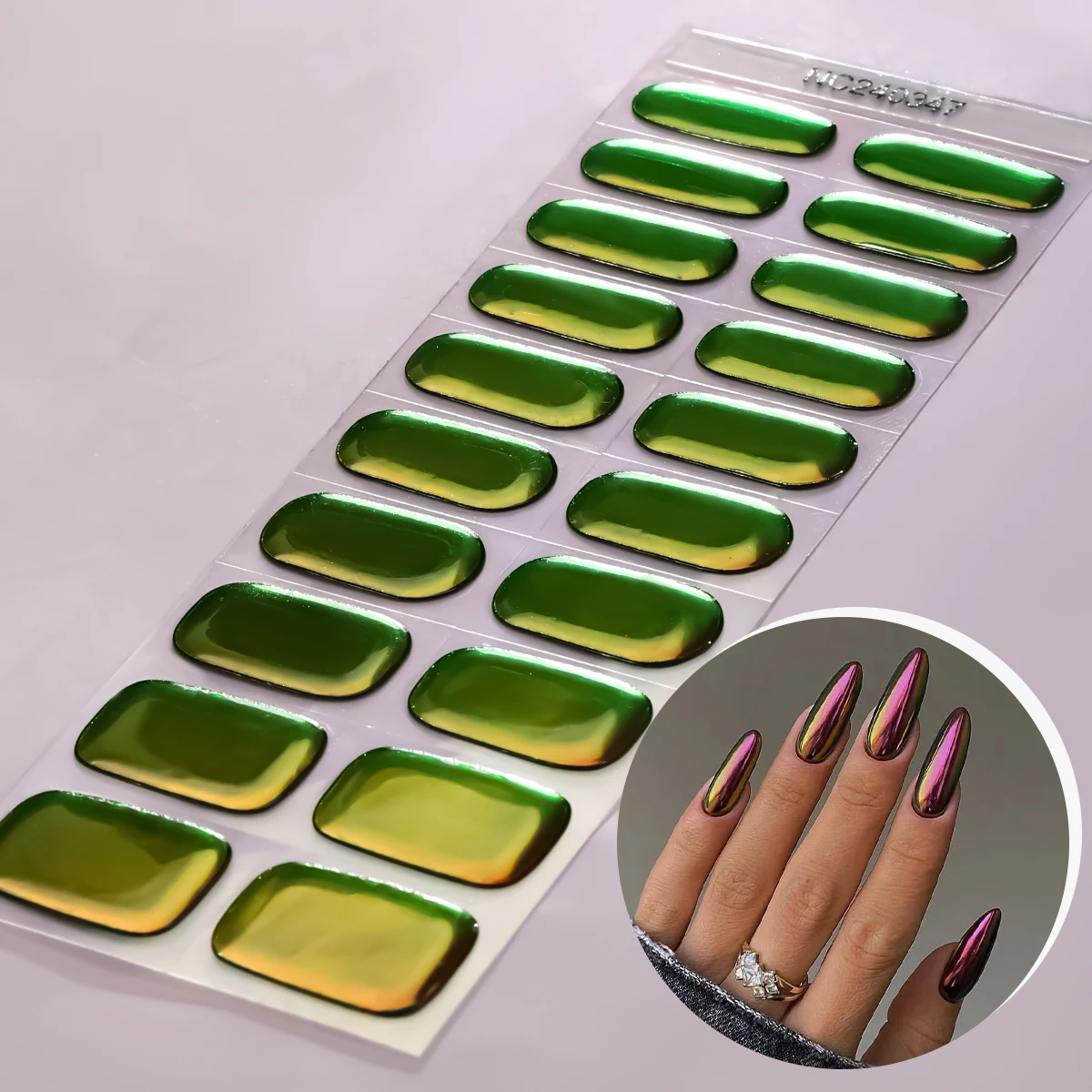 Neue Produkte Holografisches Nagellack-Gel-Streifen Chromspiegel Nagelpulver Holo Halbgehärtetes Gel Nagelklebeband UV-Licht erforderlich