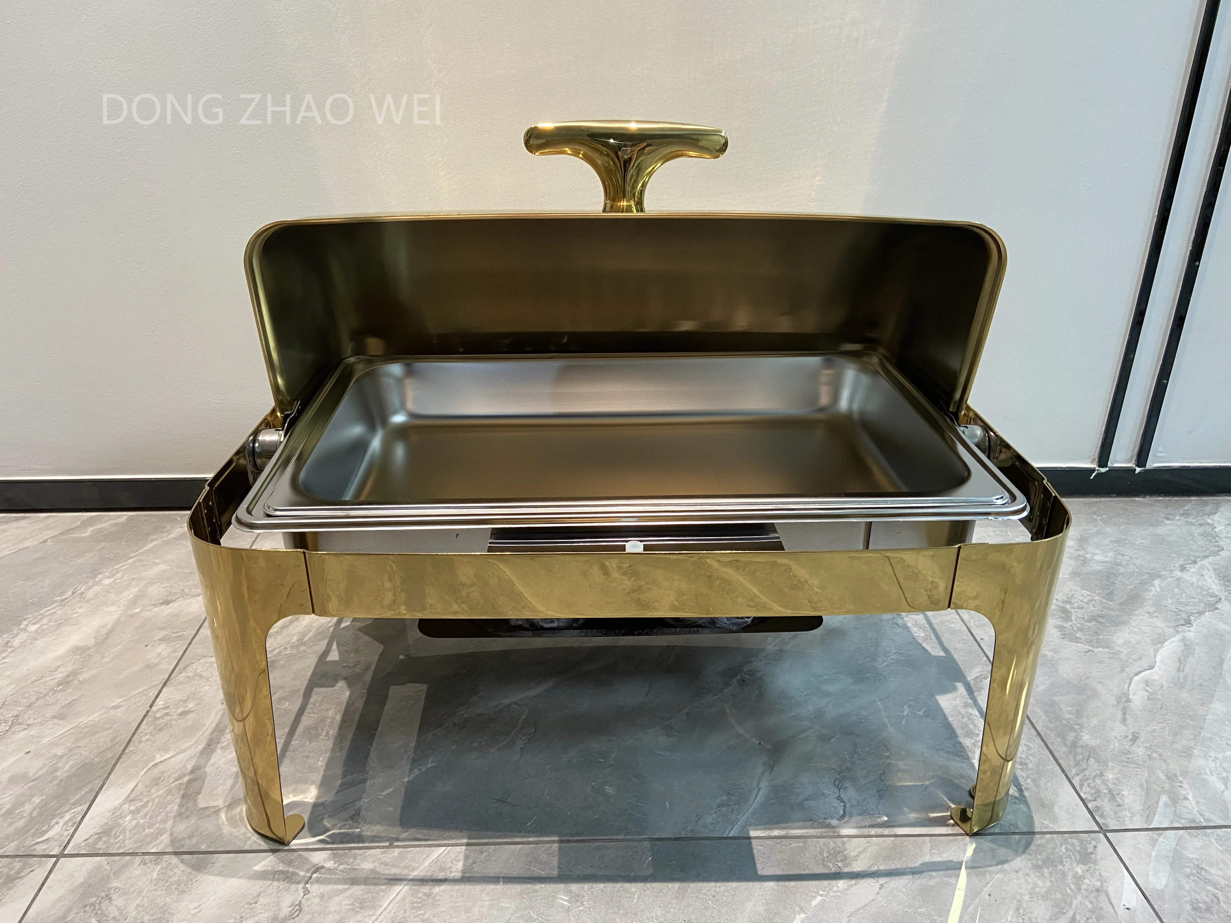 9l Rectangle Golden Chafing Dish Buffet Luxury Catering Equipment Gold