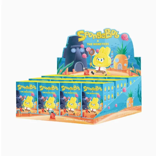 POPMART  LABUBU Sponge-Bob Blind Box Hand-held Desktop Ornaments Trendy Play Cute Doll