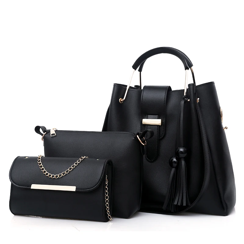 Wholesale Custom High Quality Elegance Ladies Red Leather Formal Hand Bags Sets 3 in 1 Handbags for Women