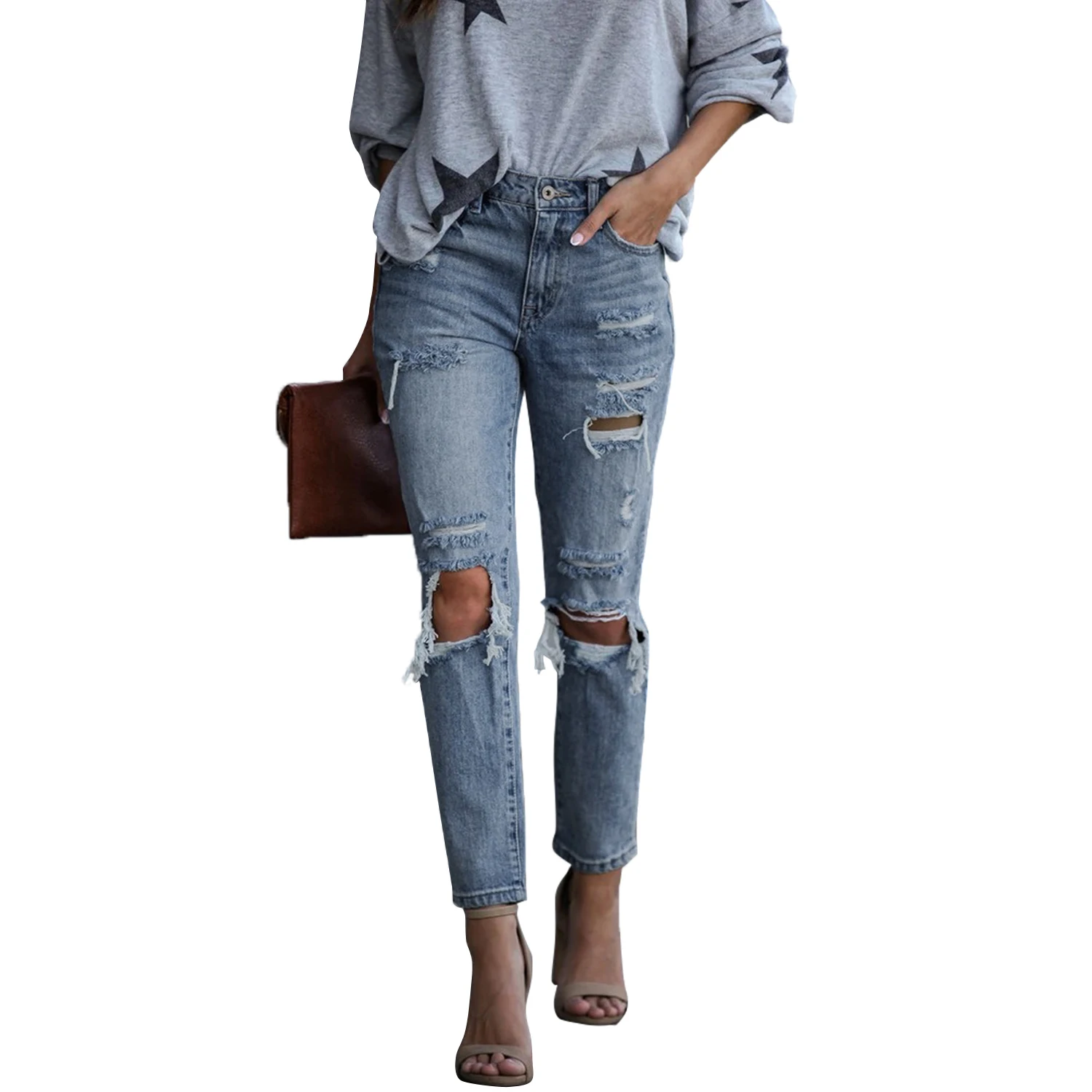 Venta Al Por Mayor De Moda Cuero Denim Pantalones Mujer Pantalones Vaqueros  De Talle Alto - Buy Pantalones Vaqueros De Tiro Alto,Pantalones De  Mezclilla A La Moda,Pantalones Vaqueros De Mujer Al Por