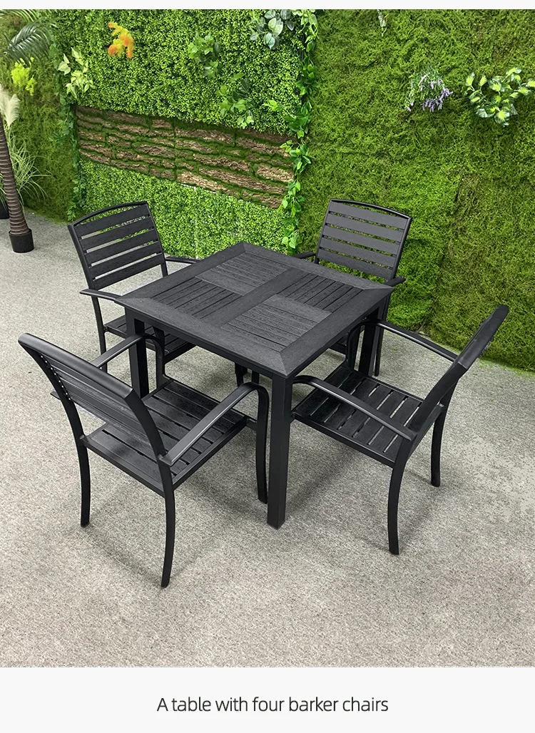 Coffee Shop Courtyard Dining Table And Chairs Set Garden Plastic Wood