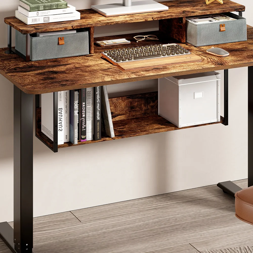 Étagère De Bureau à Clipser 2 Niveaux - Organisateur De Bureau Noir - 44x22x39 Cm - Gain De Place Assuré