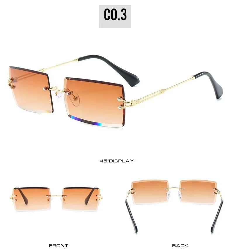 Fashion Alloy Material Glasses Retro Men's and Women's Outdoor Glasses General Trend Rectangular Rimless Sunglasses