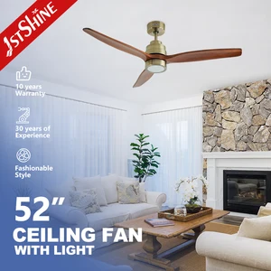 1stshine LED Ceiling Fan Wooden Blades Time Setting Adjustable Wind Speed High Ceiling Fan