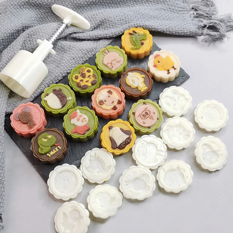 Moules à Gâteau De Lune Fleur - Lot De 6 En Plastique Alimentaire, Pour Pâtisserie 50g - Festival Mi-Automne