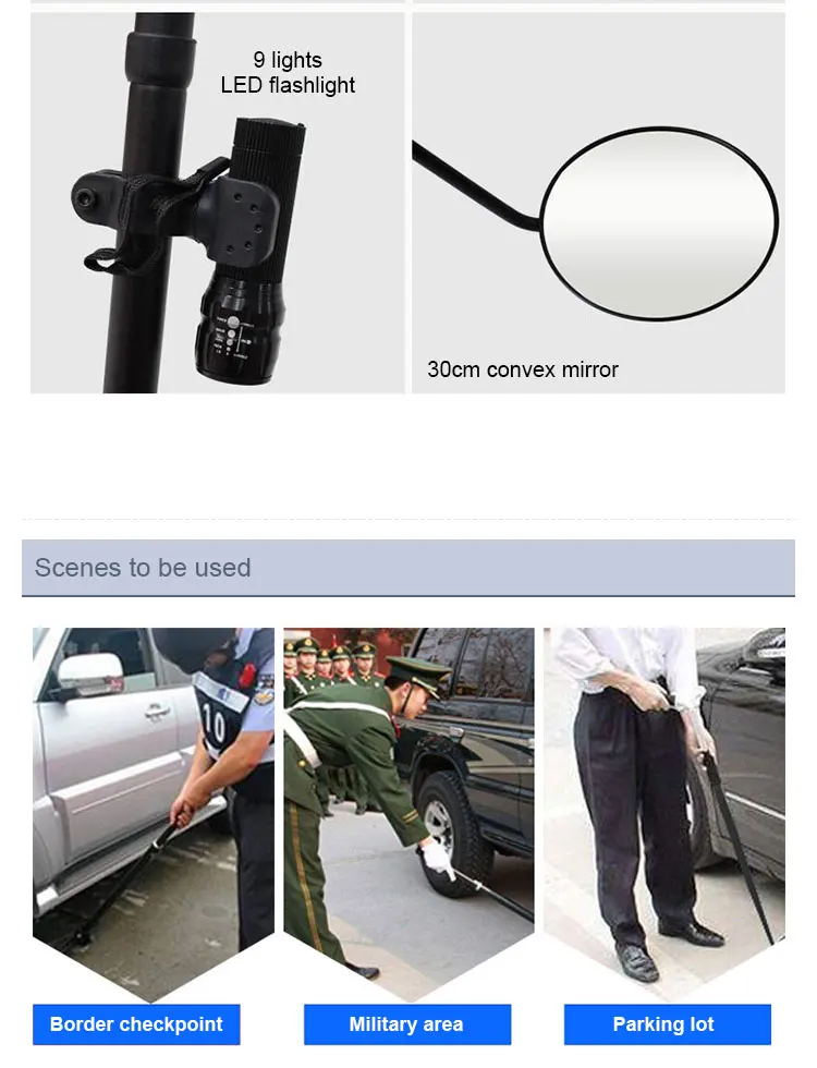 30cm V3 LED Under Vehicle Inspection Mirror High Effective Search Convex Mirror for Car