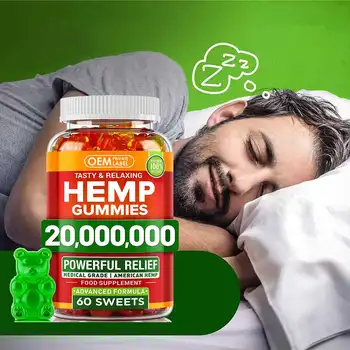 Private Label Custom Natural Hemp Gummies High Potency Relieve Stress Soothing Mood Hemp Oil Extract Bear Gummy