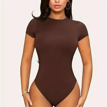 2024 New Arrivals One Piece Bodysuit High Quality Comfortable Swimsuit Shortsleeves Breathable Bodysuit Tops For Woman