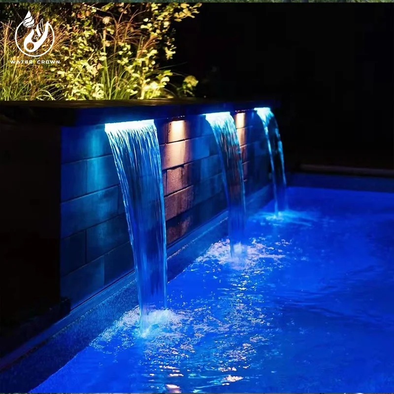 Оптовий продаж фонтану для басейну Water Crown із водоспадом та світлодіодним підсвічуванням, підходить для різних видів освітлення, для внутрішнього саду вище