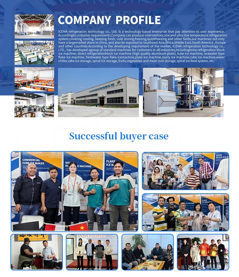 1Ton Tube Ice Machine with 500kg Ice Storage 4.6KW Industrial R404a/R22 Ice Tube Maker