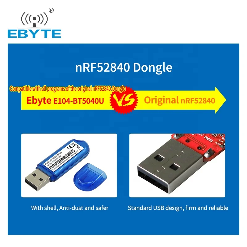 Ebyte E104-BT5040U nRF52840 BLE4.2 BLE5.0 2.4GHz wireless blue tooth Transceiver BLE USB Dongle module with PCB antenna
