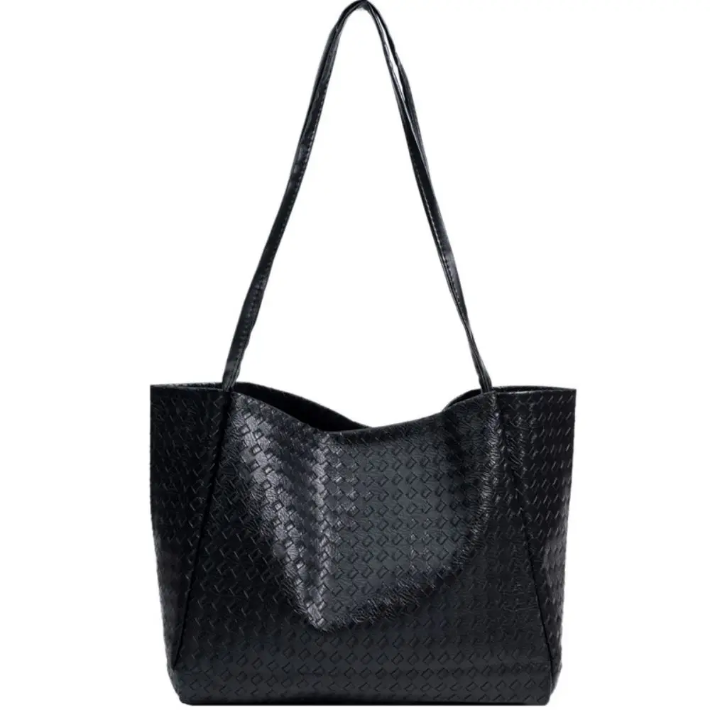 Women's Fashion Woven Vegan Leather Shopper Bag