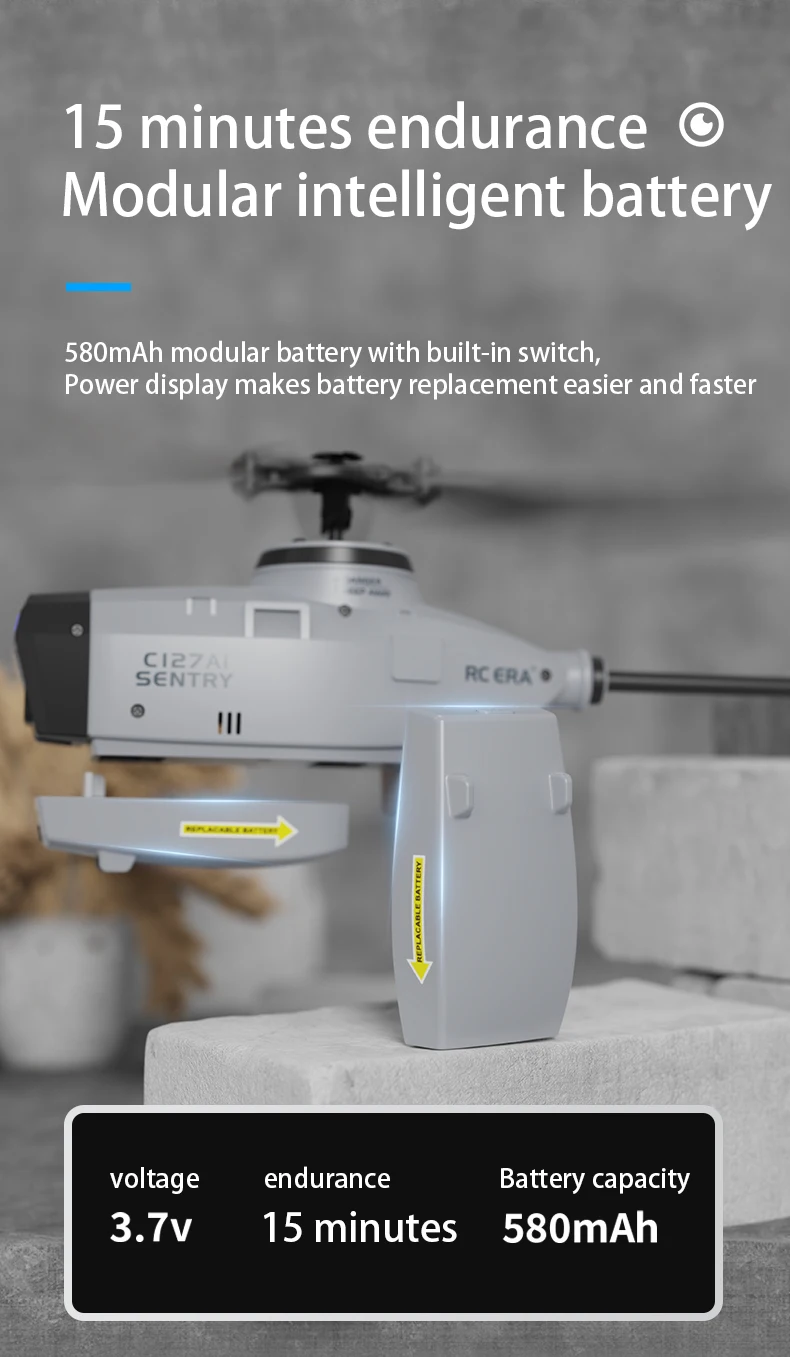 New Coming HOSHI RC ERA C127AI 2.4G 6-Axis Gyro Brushless Motor Optical Flow Localization RC Helicopter Toy RTF Update C127 C128