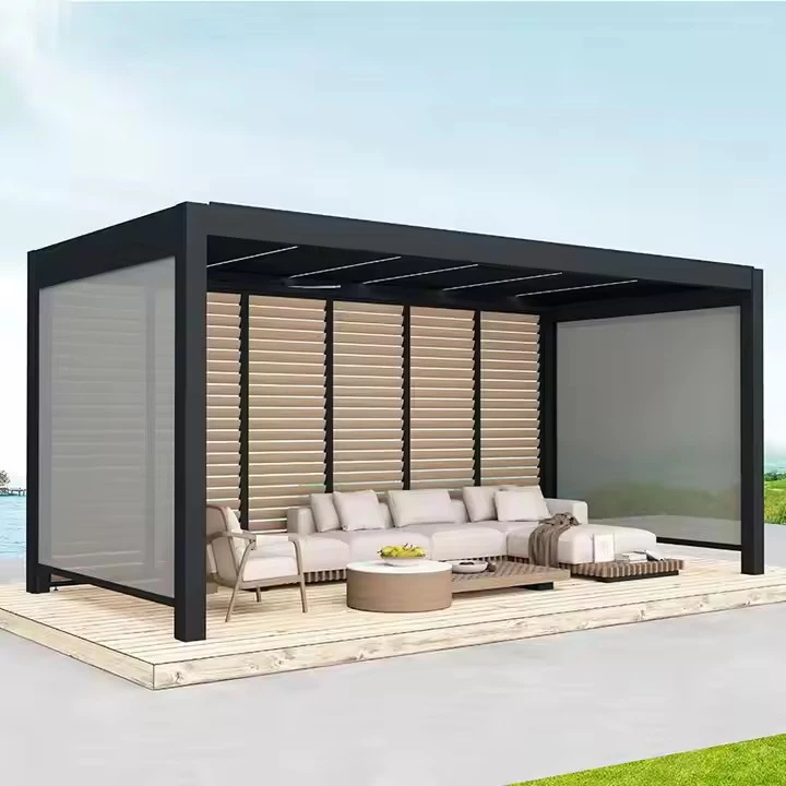 Customizable Bioclimatic Aluminum Louvered Pergola Gazebo Pavilion Motorised Automatic Outdoor Kitchen for Patio Backyard