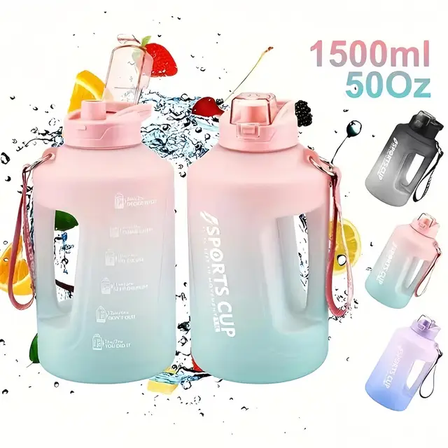 Customizable large capacity plastic sports frosted water bottle gradient color bottle water