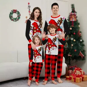 Wholesale Custom Loungewear Sets Adult Ladies Plaid Print Pyjamas Sleepwear Long Sleeve Women Christmas Pajamas