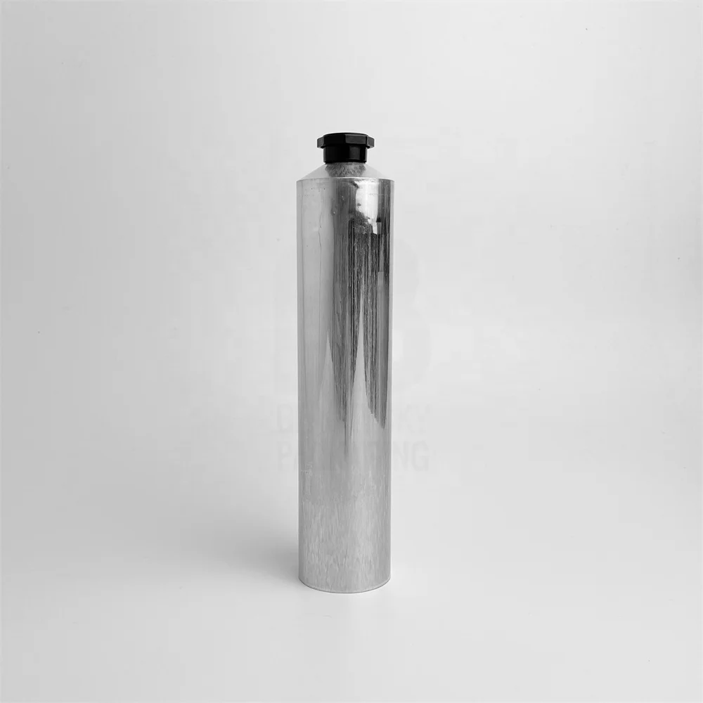 MOQ 150pcs 3oz 100ml Aluminum Empty Aluminium Tube Squeeze Tubes  with Plastic Black Octagonal Lids 1box