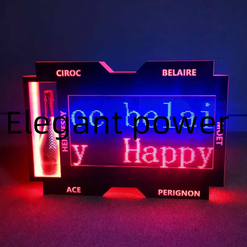 Custom Message Board Bottle Presenter Vip Display Led Letter Scrolling Text Message Service