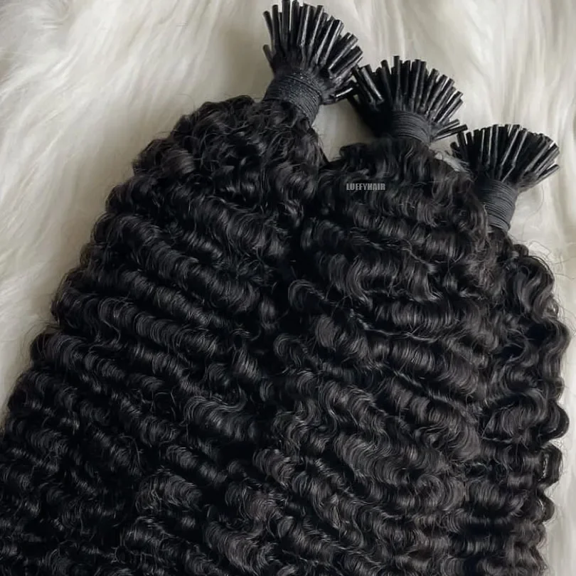 300 Strand Kinky Curly Microlinks Human Hair Extensions_voghion.com