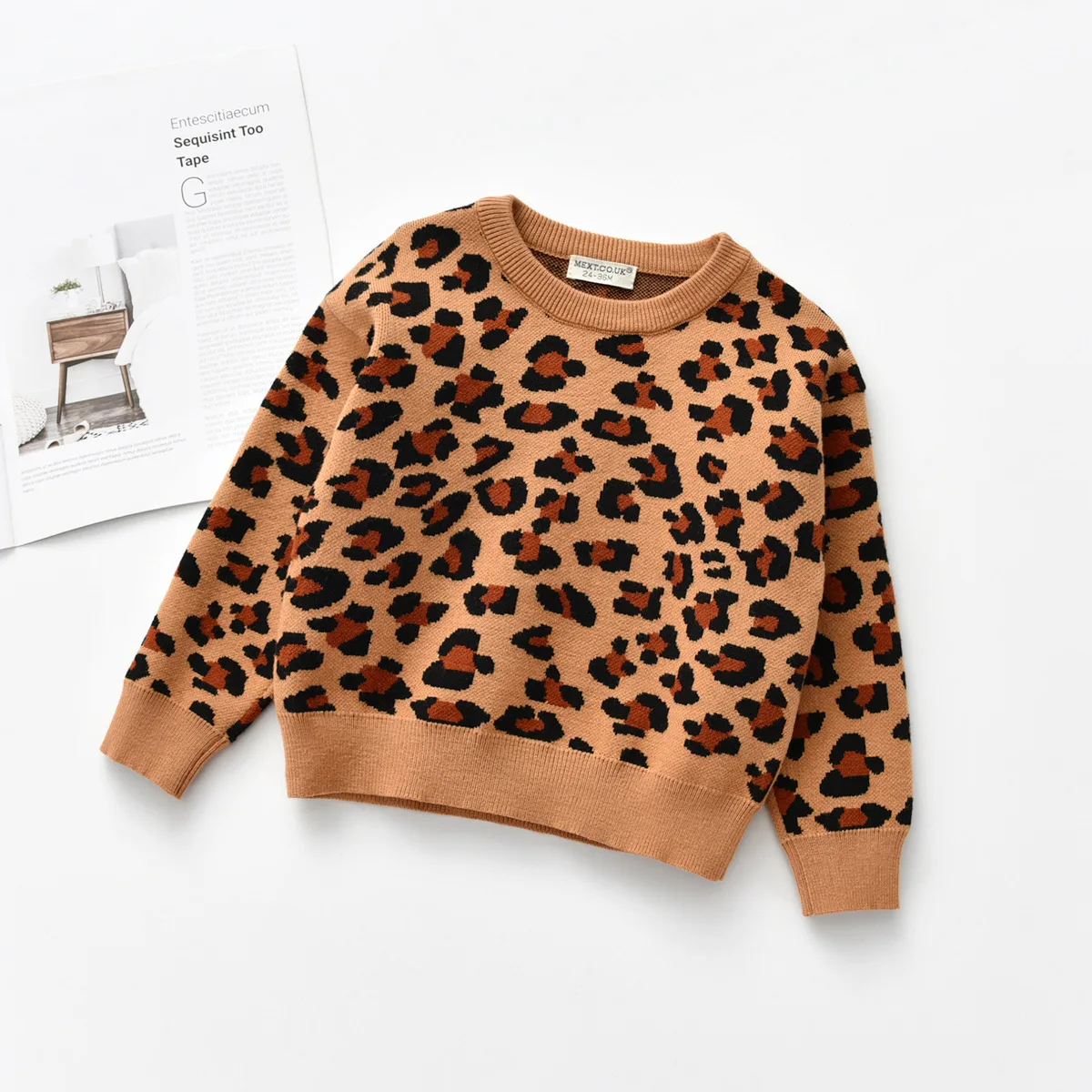 Wholesale Leopard Kids Knit Oversized Sweaters Cheetah