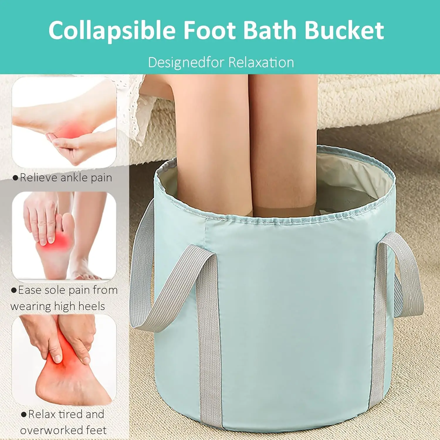 product portable folding feet soaking bag foot bath bucket with thickened five layers insulated design for travel home laundry washing-31